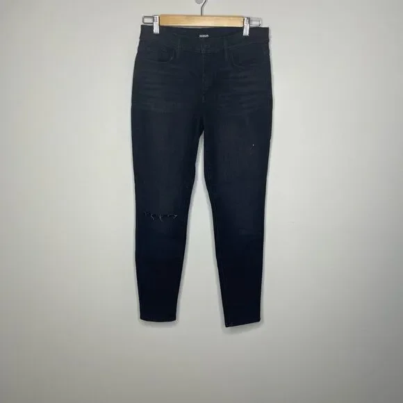 Hudson- Black Natalie Midrise Super Skinny Ankle Jeans